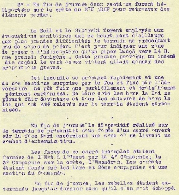    " Extrait du C.R. des combats de BOU ARIF le 12 sept 1956 ."